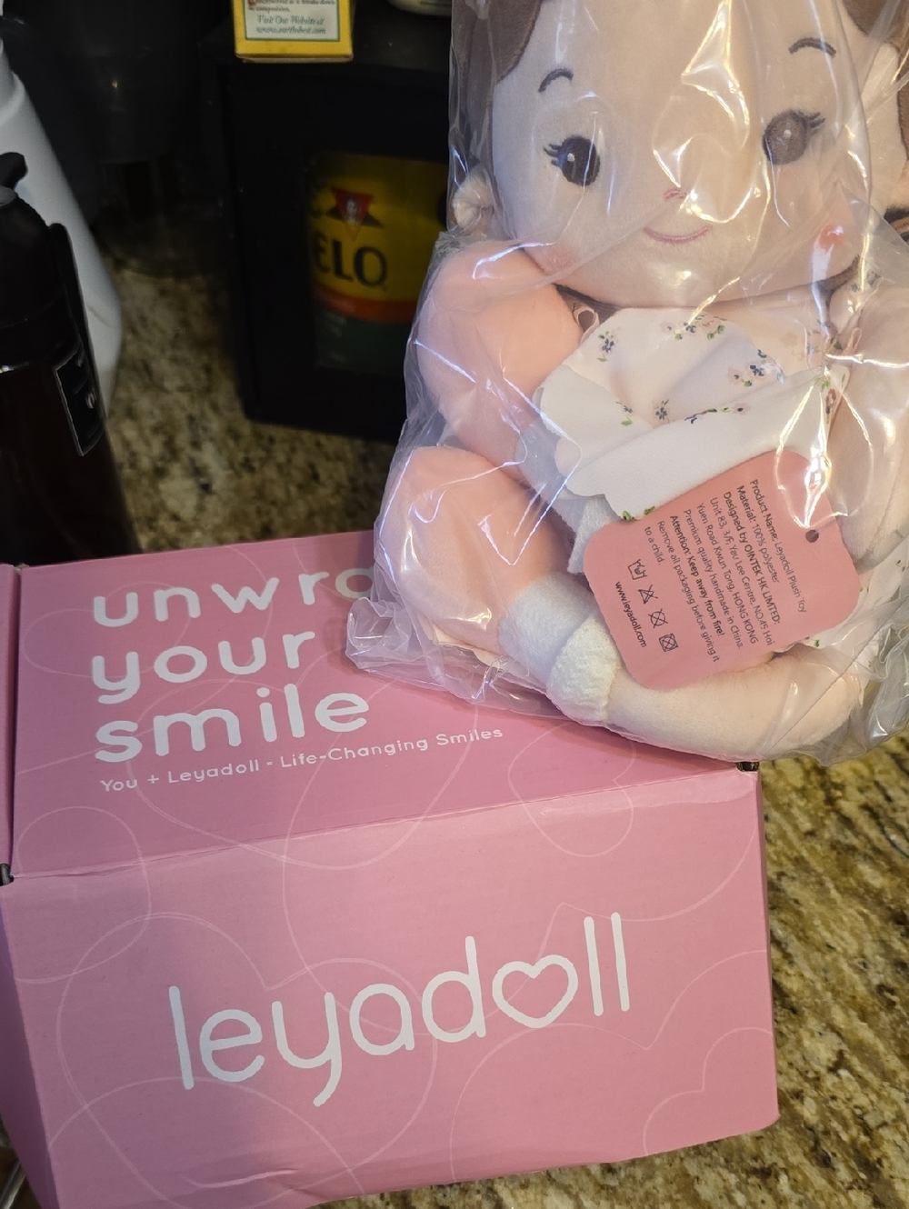 Leyadoll Plush Doll in Pink and White